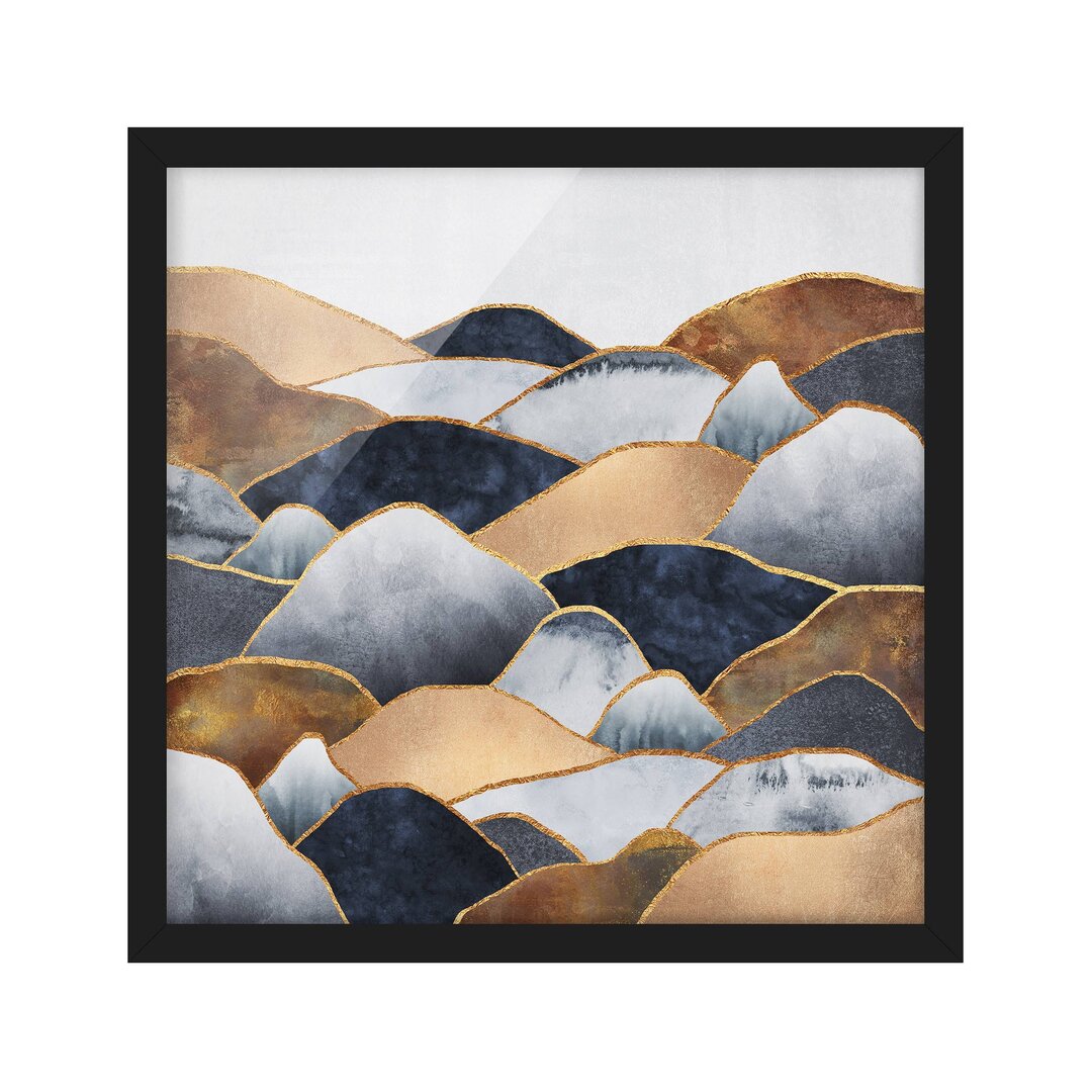 Gerahmtes Poster Golden Mountains-Aquarell