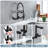 8-inch Center Wall Mount Kitchen Faucet With Pull Down Sprayer-119126784