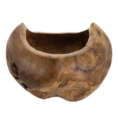 Bol décoratif en racines de teck fabriqué à la main 12 po x 10 po, bol décoratif bohémien avec finition brune naturelle pour la présentation de fruits, de verdure ou de centre de table 