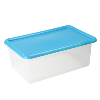 Plastic Container with Colored Lid, Bins, Toy Storage, Organizer Cubbies for Classroom Home