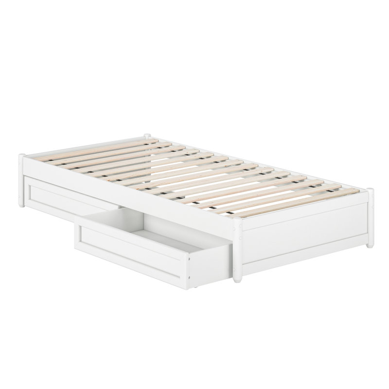 Lamariah Solid Wood Platform Storage Bed, White, Twin XL