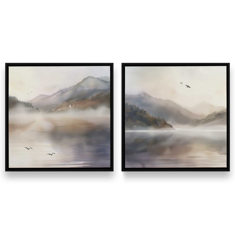 36 po x 24 po, ensemble de 2 impressions sur toile dans un cadre en chrome poli, Cadre flottant noir satiné