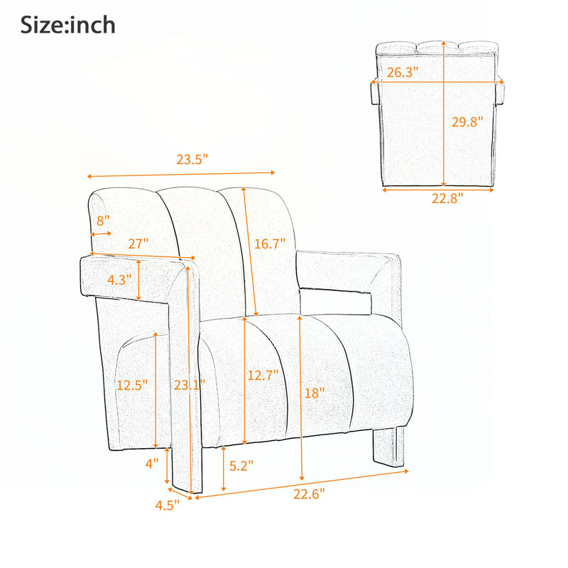 Ensemble de 2 fauteuils l 26,3 po, Polyester blanc