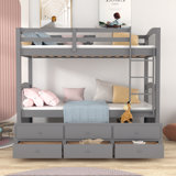 Twin Over Twin Trundle Bed With 3 Drawers