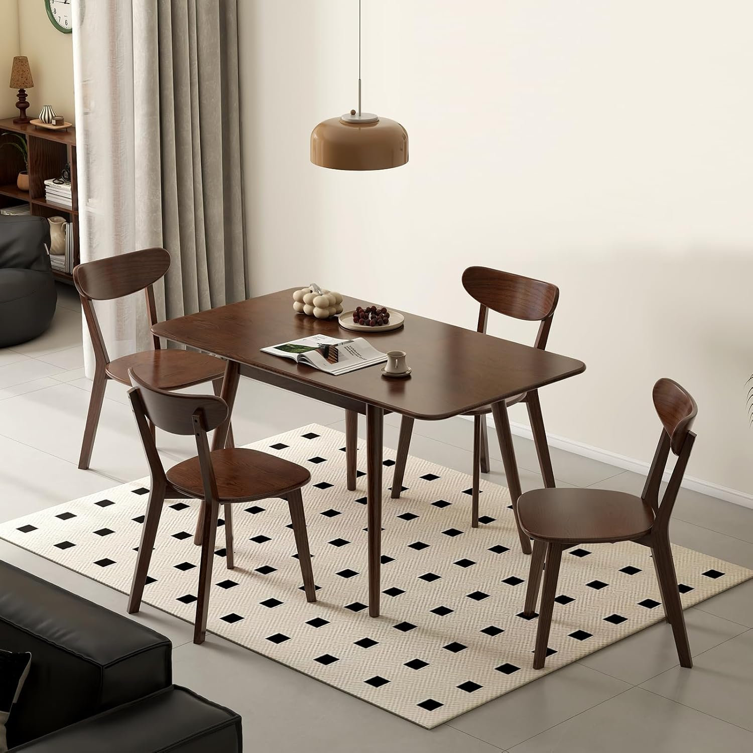 Solid Extendable Dining Table, Brown Oak