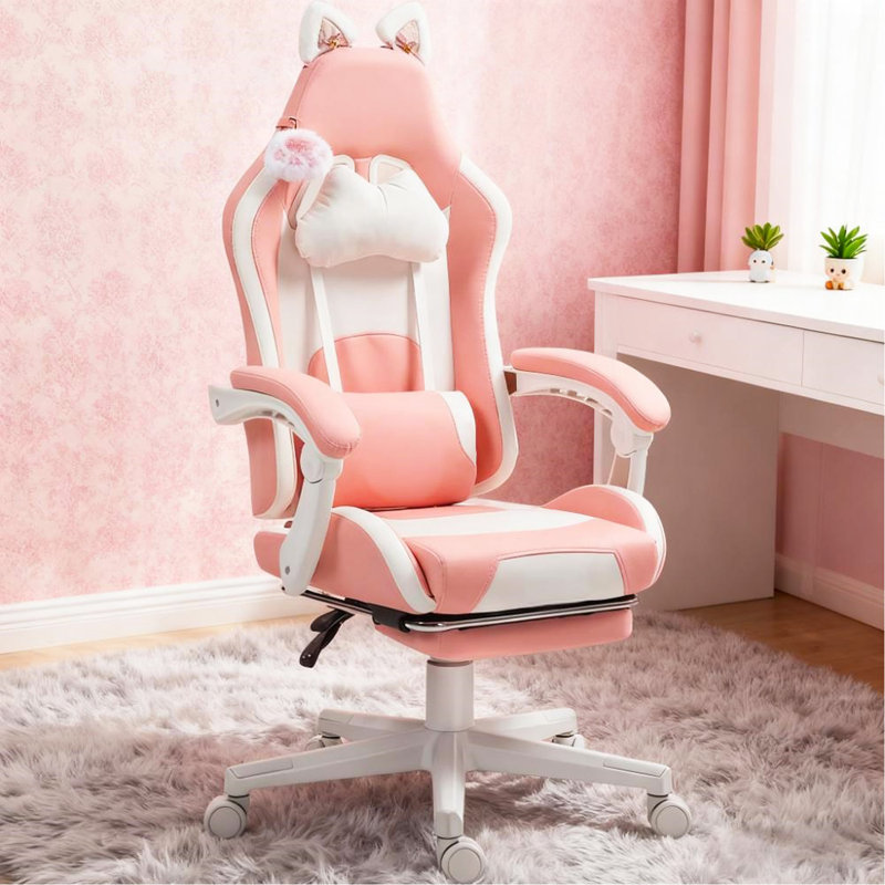 Fauteuil de jeu avec repose-pieds, fauteuil de jeu, appui-tête et soutien lombaire, pour la maison et le bureau