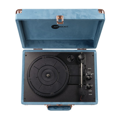 Arkrocket Curiosity Bluetooth Turntable Retro Suitcase 3-Speed Record Player with Built-in Speakers