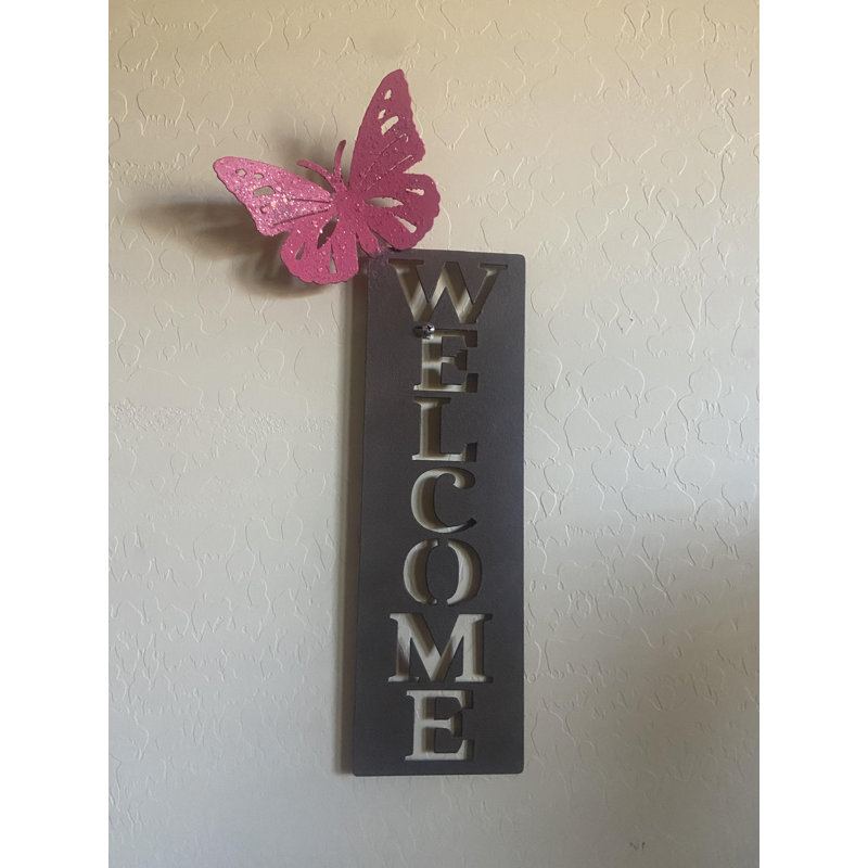 Décoration murale «Welcome with Butterfly»