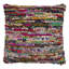 Housse de coussin rouge / multicolore tissée à la main avec matériaux abstraits recyclés-2112258580