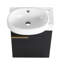 Meuble-lavabo à fermeture amortie avec lavabo de 40 cm, tablette de rangement, panneau en céramique ronde, style moderne pour salle de bain et petits espaces, finition châtaigne noire