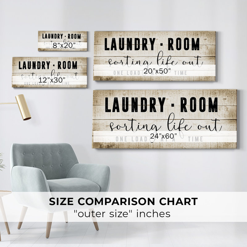 «Laundry Room On Canvas», art textuel, H 12 po x l 30 po x P 1,5 po