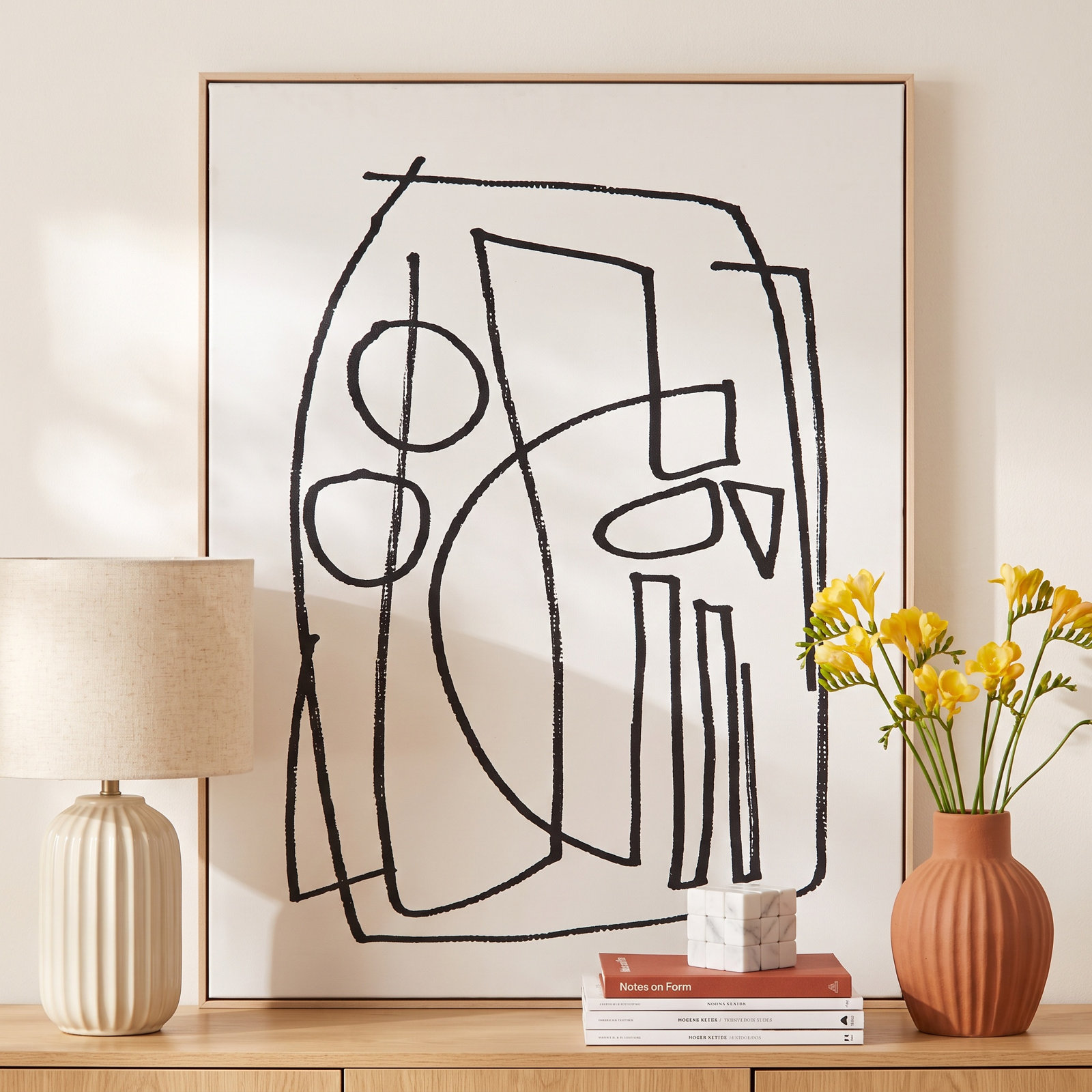 Ashen "Stark 2" Print by Dan Hobday, 48" H x 36" W x 2" D, Light Brown Floater Framed
