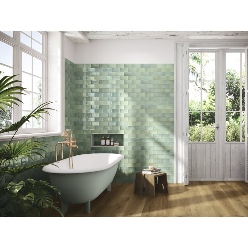 Carrelage mural en céramique aspect brique 3 "x 6" Cascade, Turquoise