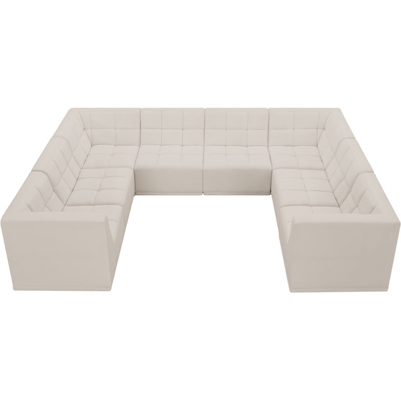 Canapé modulaire en velours Heti, Velours crème