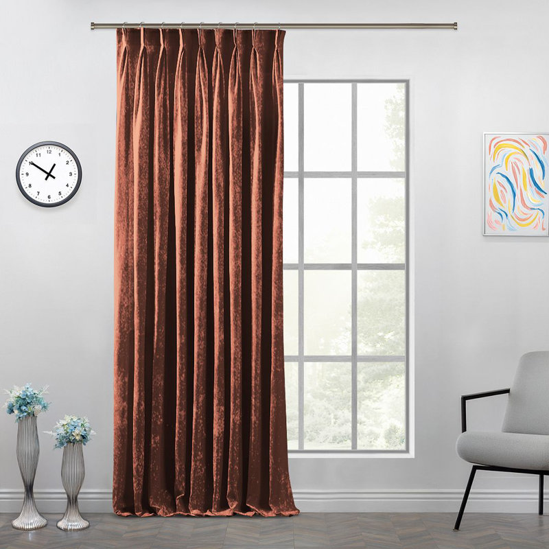 Room Darkening Single Curtain Panel, Brown, 65cm Width x 295cm Drop