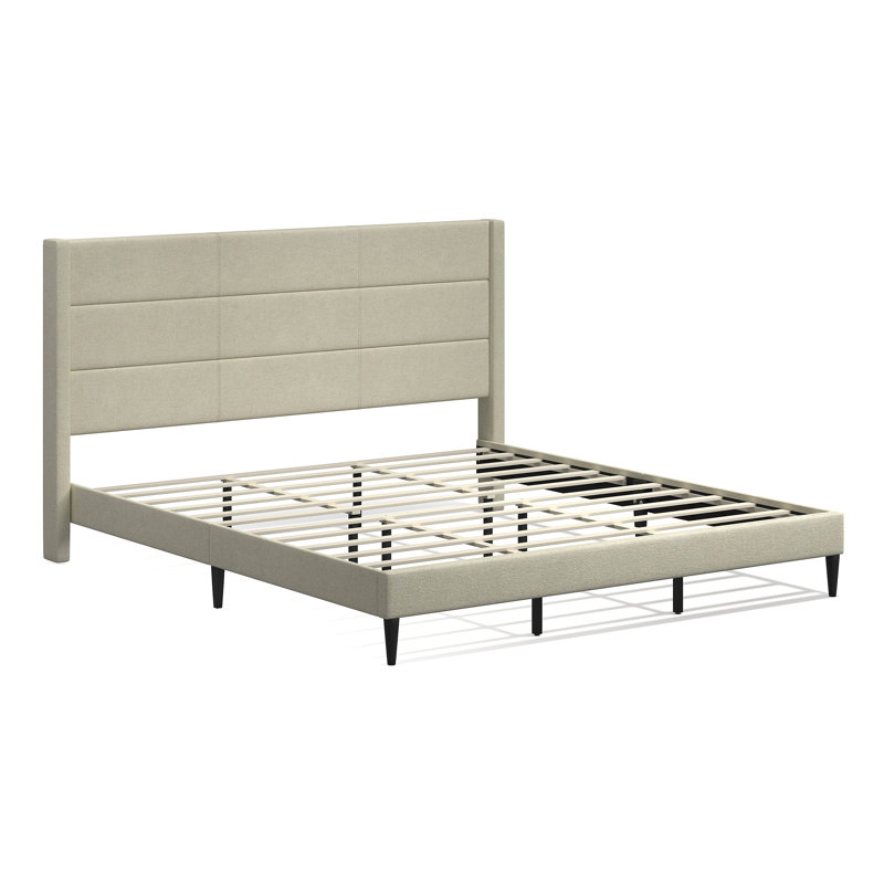 Chanee Upholstered Wingback Bed, Beige, California King