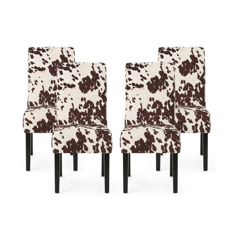 Upholstered Side Chairs, Cream/Chocolate, 4