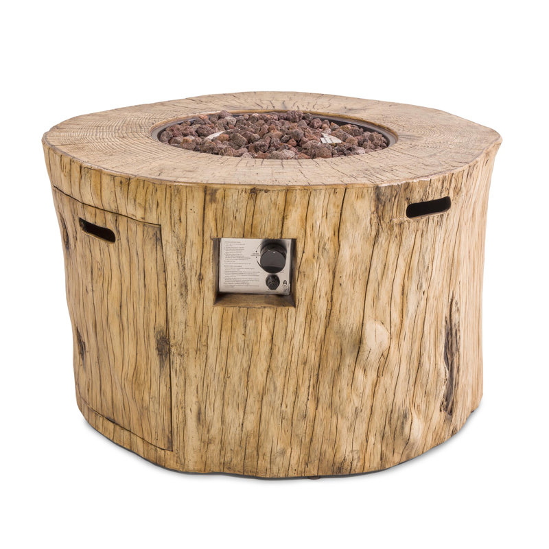 Statham Cylinder Concrete and Stone Propane Fire Pit Table