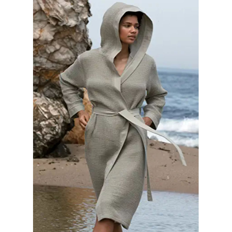 Peignoir SEYANTE 100% coton biologique certifié GOTS, L, Vert sauge