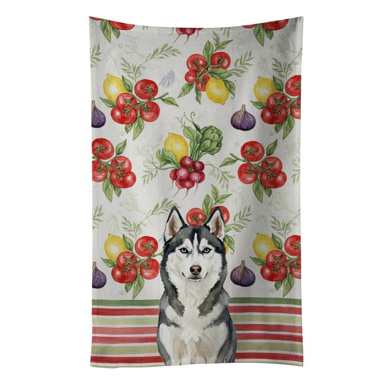 Siberian Husky Vegetables Kitchen Towel, Siberian Husky