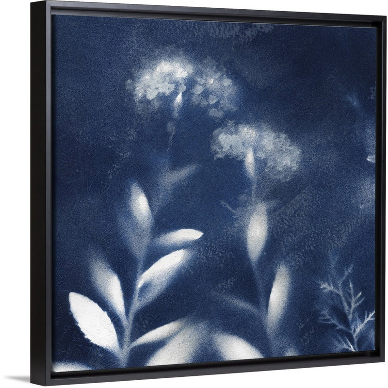 Nature's Indigo II - reproduction d'art sur toile, H 37,7 po x l 37,7 po x P 1,75 po, Cadre flottant noir