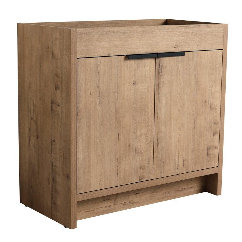 Meuble-lavabo de salle de bain 36 po avec beaucoup de rangement au bas - finition imitation chêne Bvb02436imo Fabrication en contreplaqué