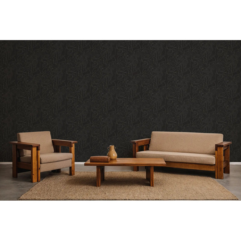 Painted Lines - Wallpaper, True Black, Premium Paper, Non-Pasted