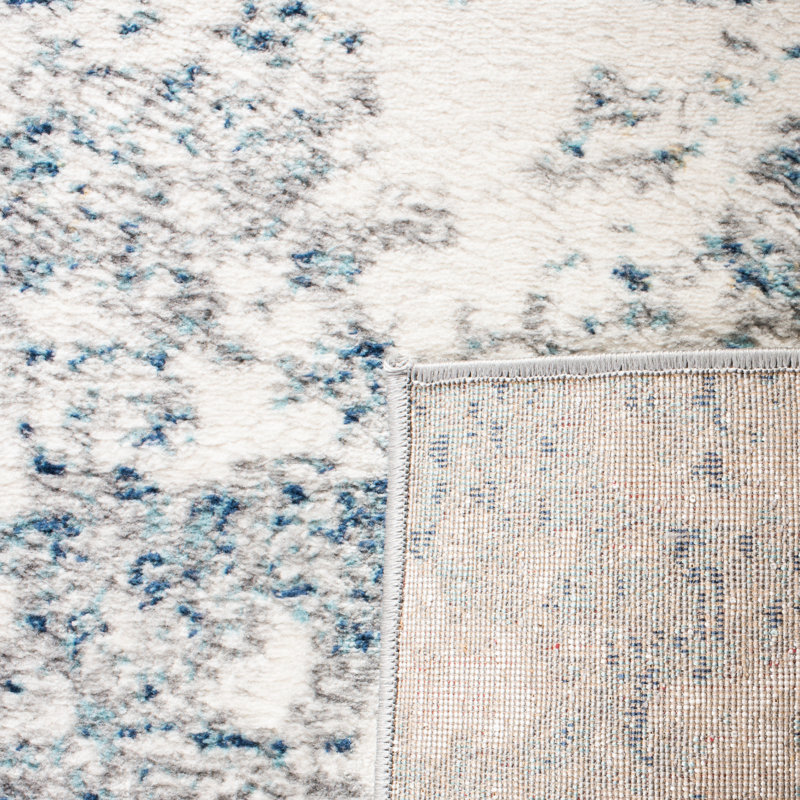 Tapis abstrait N'Keal Performance, Rectangle 6 pi x 8 pi, Light Grey/Blue