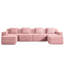 Velours côtelé rose en forme de U 4 places avec siège profond, coussins décoratifs et mousse à mémoire de forme très élastique pour un espace de jeu confortable