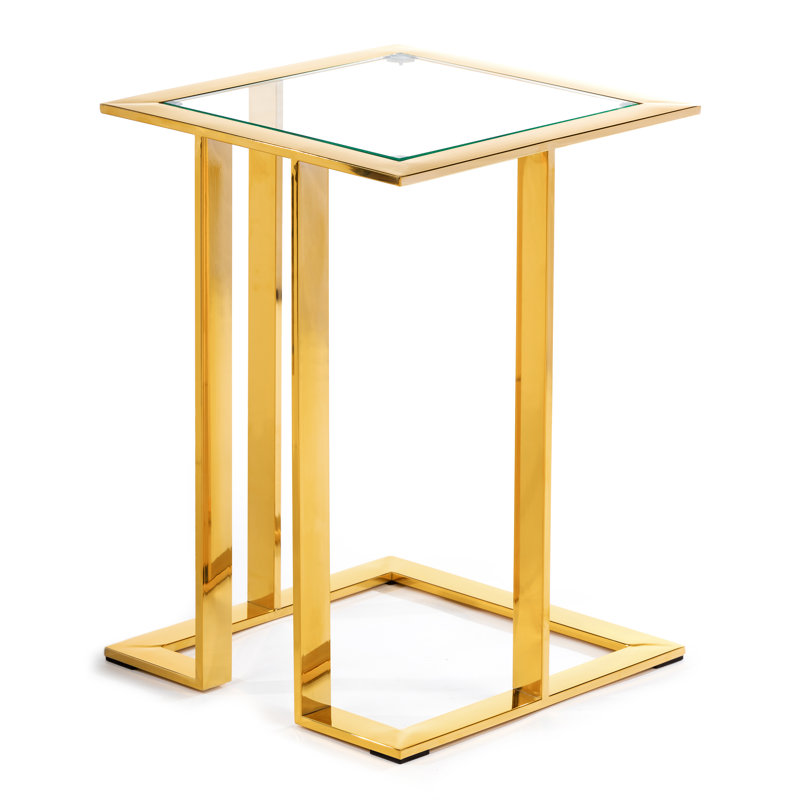 Tommen Glass Top Frame End Table, Gold
