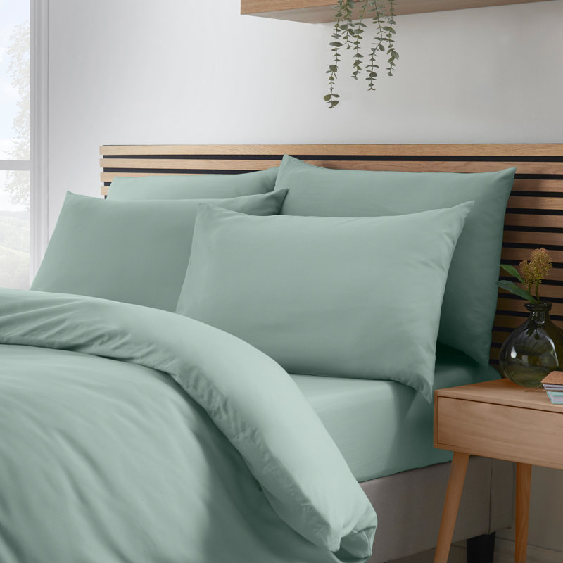 So Soft Easy Iron Duvet Cover Set, Double Duvet Cover + 2 Pillowcases, Green