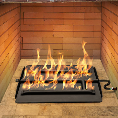 Tretco Powder Coated Triple Row Gas Burner Pan & Connection Kit for Fire Pit or Fireplace LP Liquid Propane- Easy to Install + Bonus Bag of Glowing Embers
