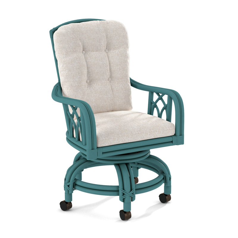 Edgewater Castered Arm Chair, White Sugar Performance; 0863-91, Greystone