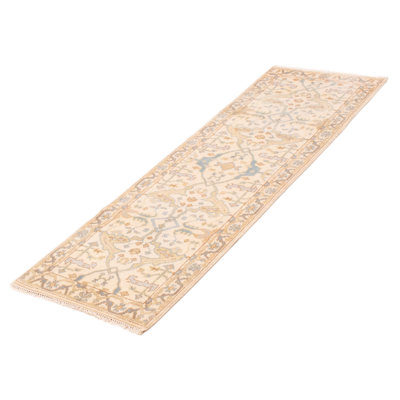 Tapis de couloir unique en laine nouvel âge 2 pi 6 po x 8 pi crème