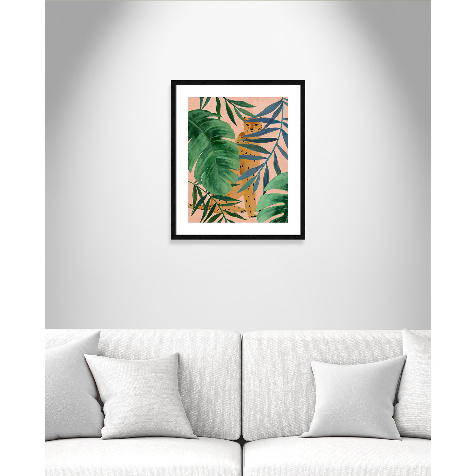 Silent Jungle - Painting Print, 25.5" H x 21.5" W x 0.75" D, Black Wood Framed Paper