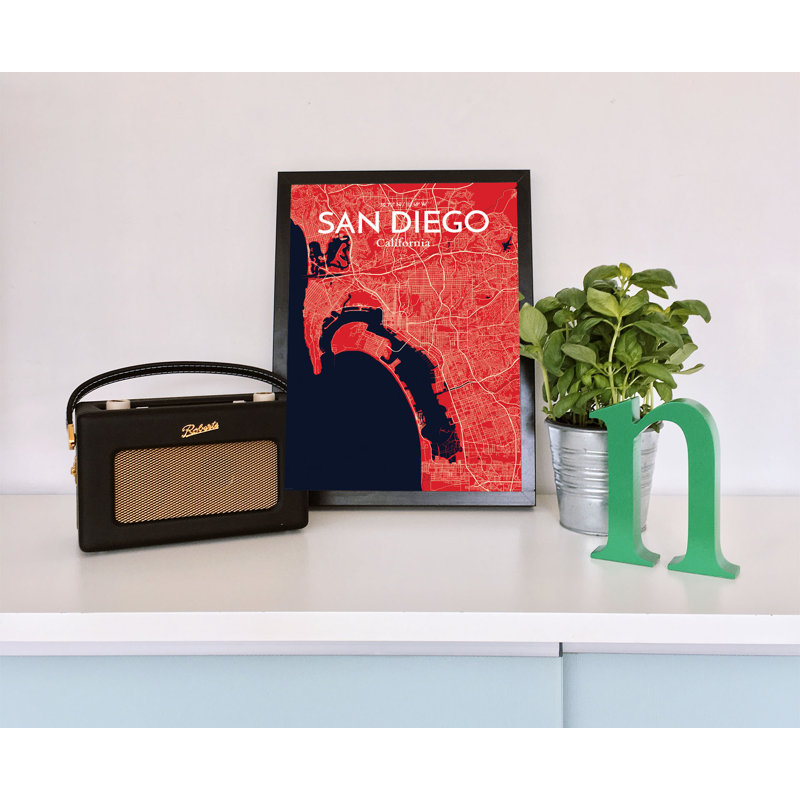 San Diego City Map Wall Art, 70cm H x 50cm W x 0.13cm D