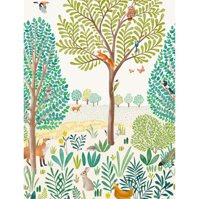 Panneau mural 3 panneaux de la collection Little Dreamers Vibrant Landscape 62,5 pouces de large x 9,18 pieds de haut