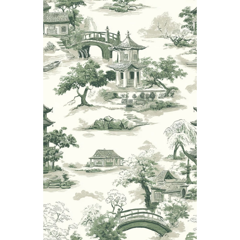 Papier peint Shades Of Green Peaceful Chinoiserie