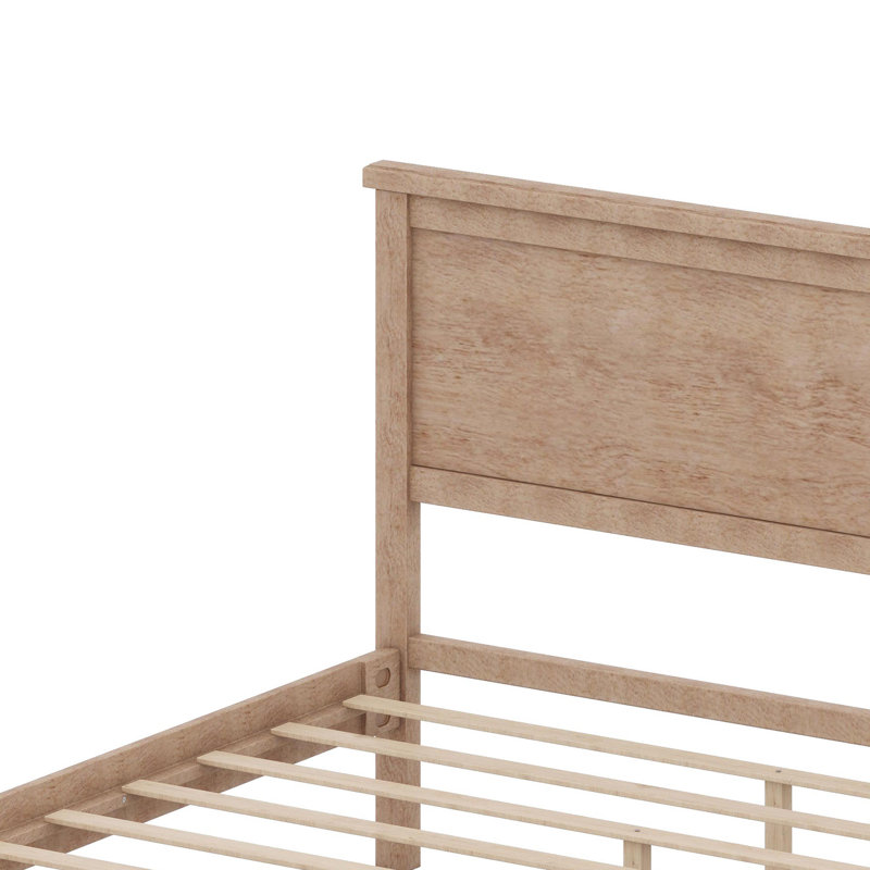 Base de lit plateforme moderne avec tête de lit intégrée et système de support à lattes, Lit double, Dérive en mer