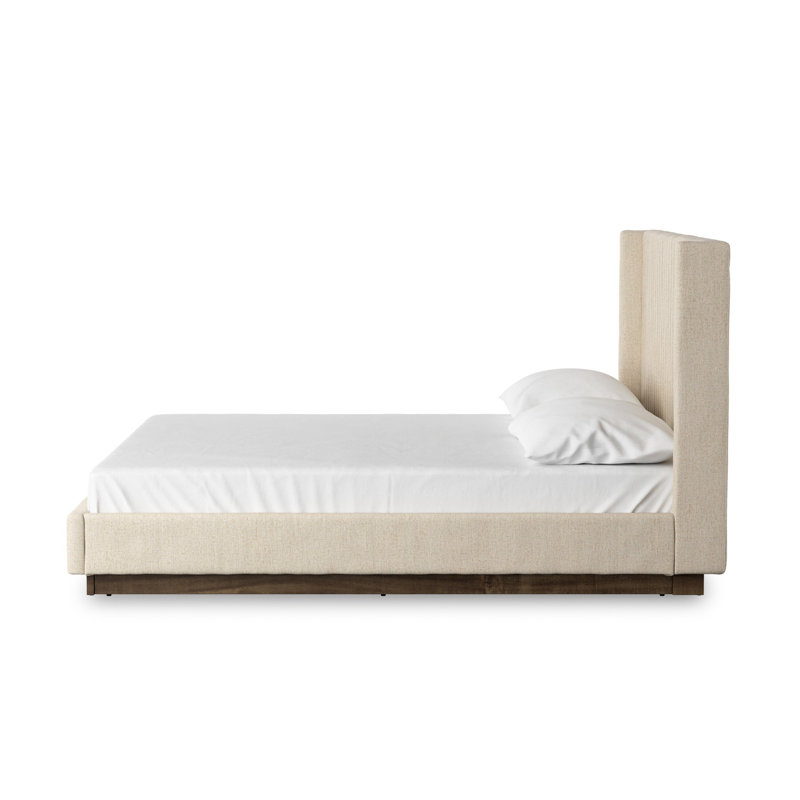 Lydia Upholstered Wingback Bed, King, Thames Cream