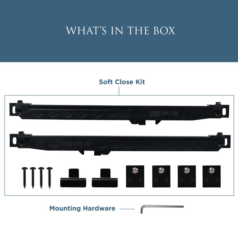 Soft Close Standard Single Barn Door Hardware Kit, Matte Black