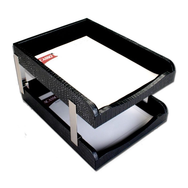 Leather File Organizer, Black