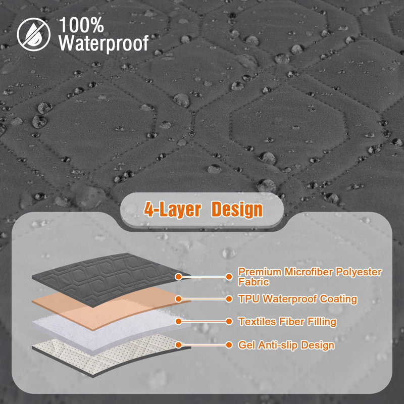 Housse de protection pour canapé inclinable imperméable, housse de canapé 1 pièce, housse de canapé inclinable, lavable, antidérapante et avec sangles élastiques (gris anthracite, 3 places)