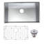 Évier de cuisine à simple cuve encastrable 32 x 19 x 10 en acier inoxydable T304 de calibre 18 Topcraft-89500273
