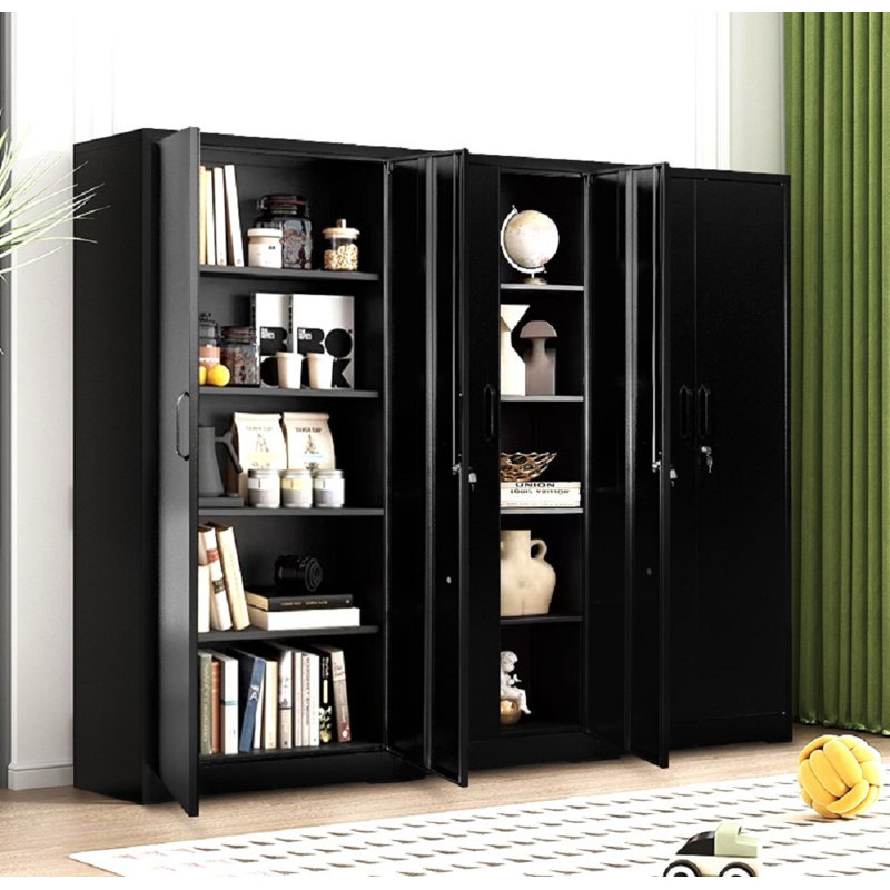 Armoire de rangement simple en métal (H 71 po x l 31,5 po x P 15,8 po), Noir