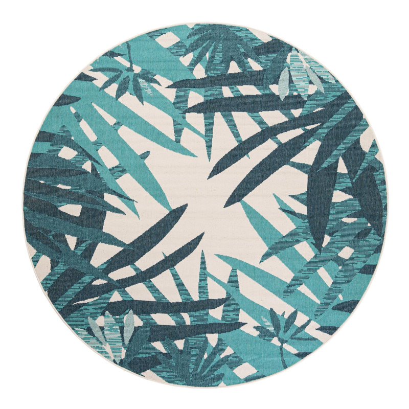 Indoor/Outdoor Botanical Area Rug, Round 7'10"