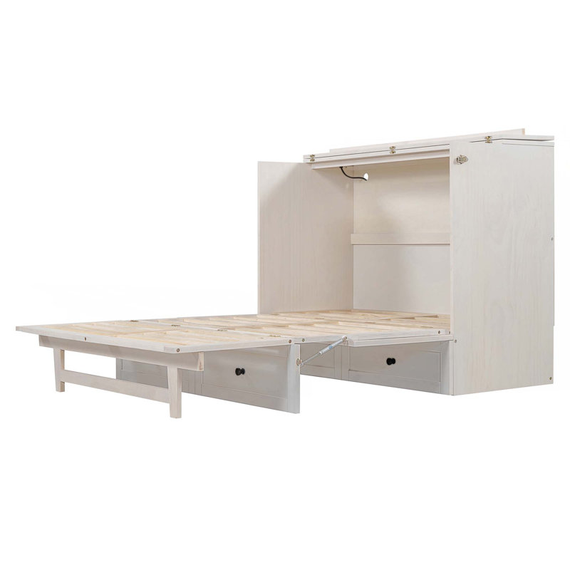 Lit escamotable avec grands tiroirs et ports USB
