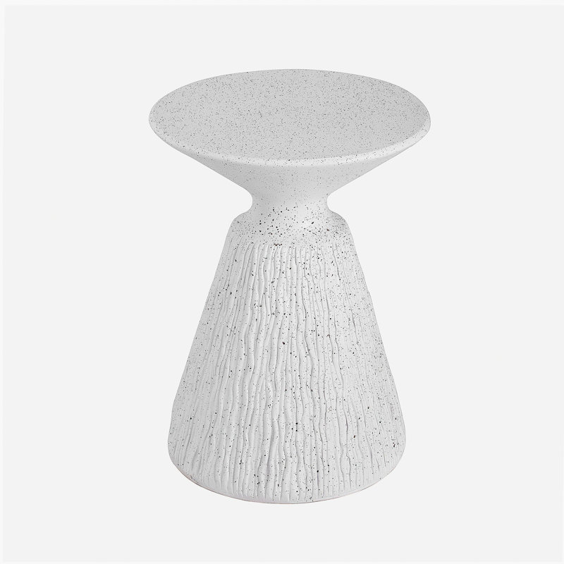 Table d'appoint d'extérieur en marbre blanc texturé MGO