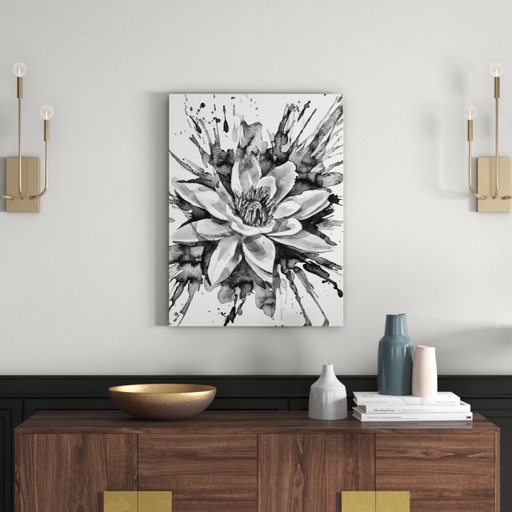 Leinwandbild Schönes Gemälde einer Seerose Kunst in Monochrom