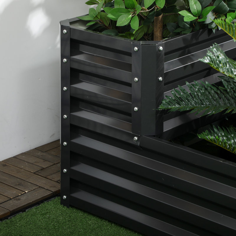 Buchanon 2 Tier Galvanised Raised Garden Bed 120 x 101 x 58 cm Dark Grey